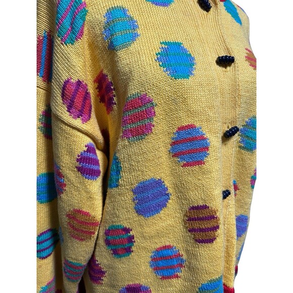 Vtg Christine Foley Button Down Cardigan Knit Sweater Floral Whimsical Retro 2 - Picture 4 of 9